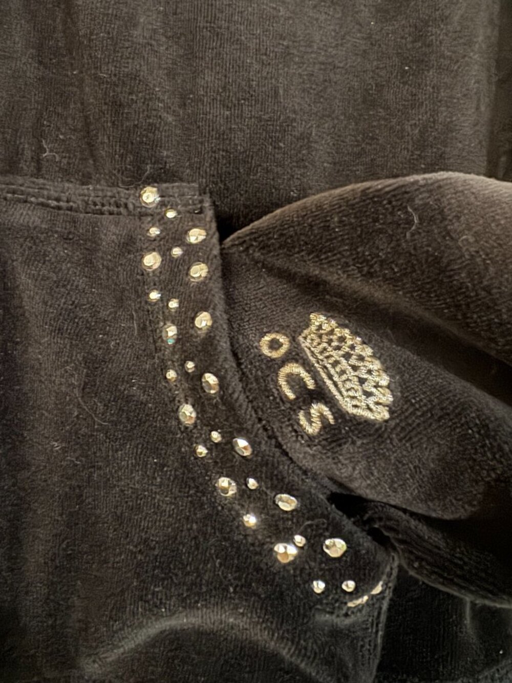 OLEG CASSINI Sport Black Velour Silver Studded Embellishments & Threading Crown
